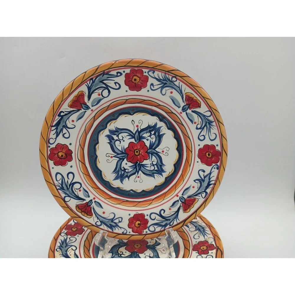 SET OF 4 Tabletops Gallery Italiano Salad Plates Beautiful Multicolor Floral
